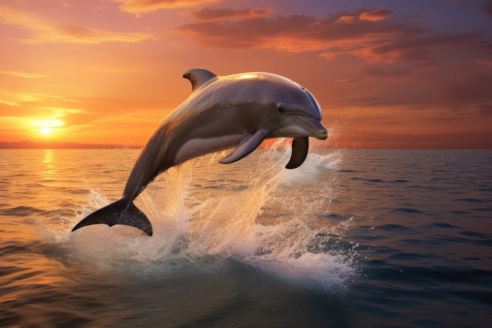 Dolphin outdoors jumping animal. AI generated Image by rawpixel.