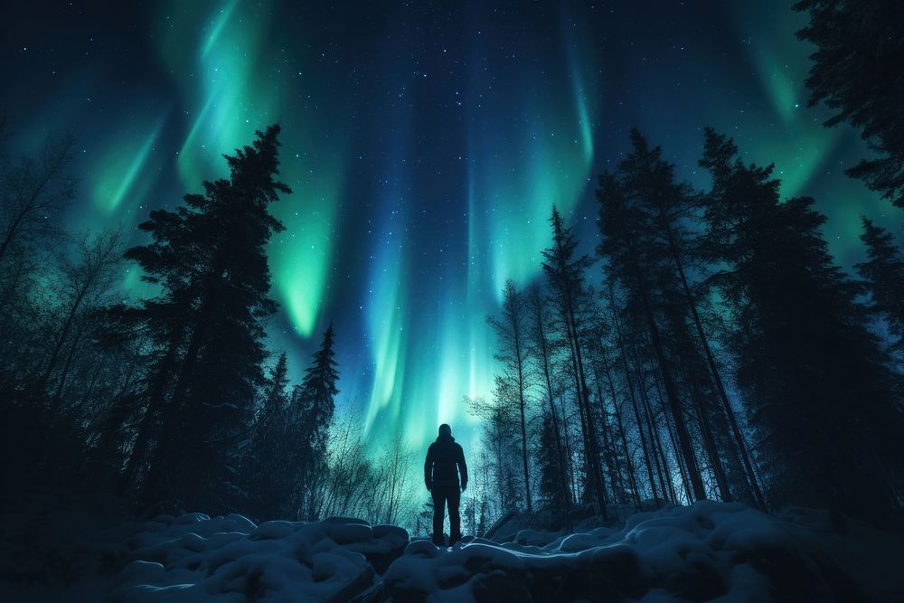 Outdoors nature aurora light. AI generated Image by rawpixel.
