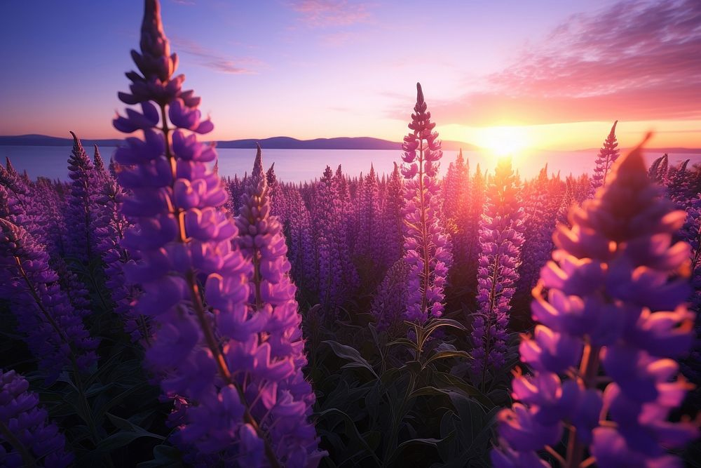 Flower purple landscape outdoors. AI generated Image by rawpixel.