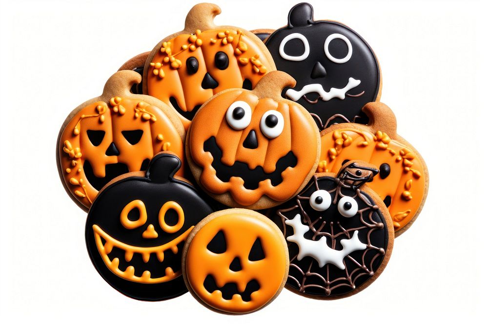 Halloween cookies pumpkin food jack-o'-lantern. AI generated Image by rawpixel.
