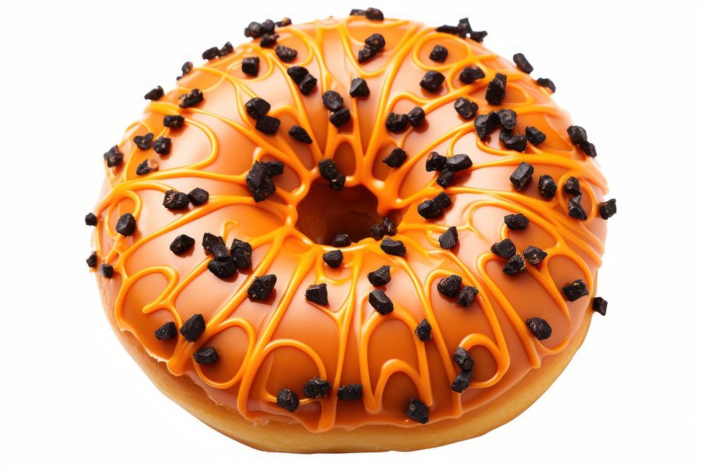 Halloween donut orange dessert bagel food. AI generated Image by rawpixel.