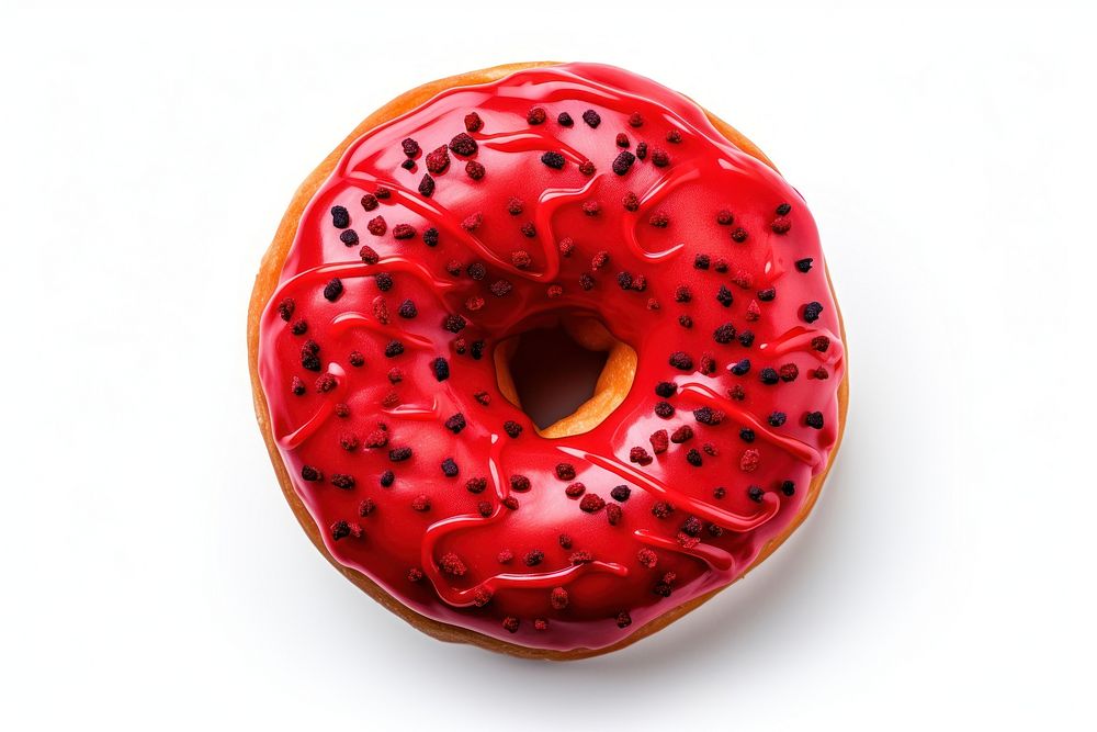 Halloween donut red food white background confectionery. AI generated Image by rawpixel.