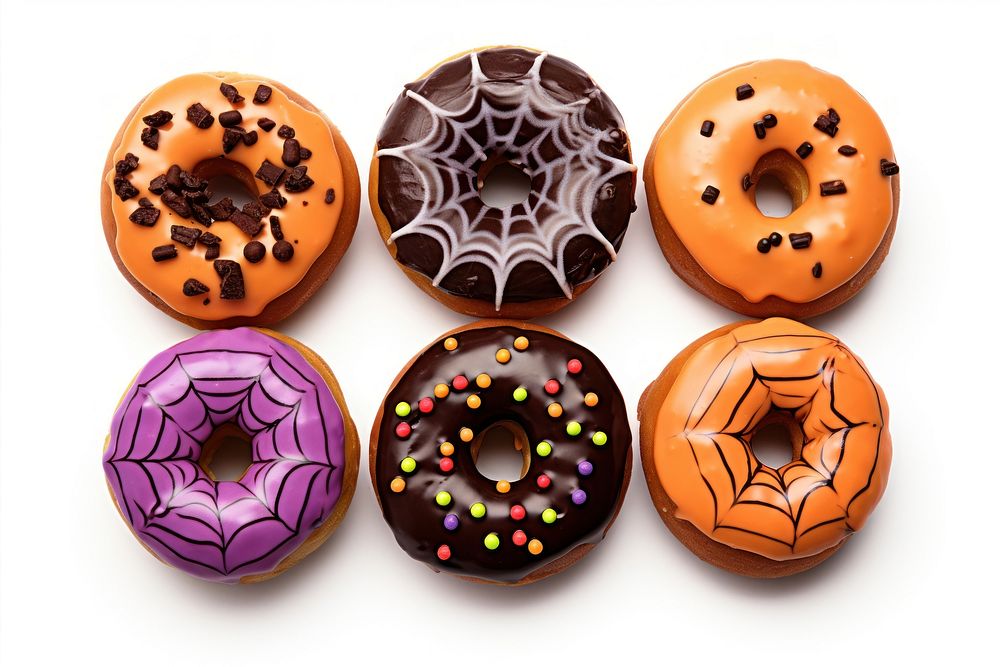 Halloween donuts food white background confectionery. 