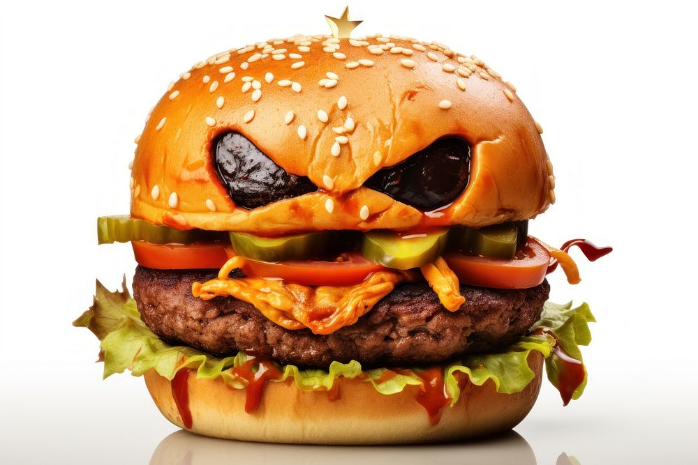 Halloween food hamburger vegetable freshness sandwich. AI generated Image by rawpixel.
