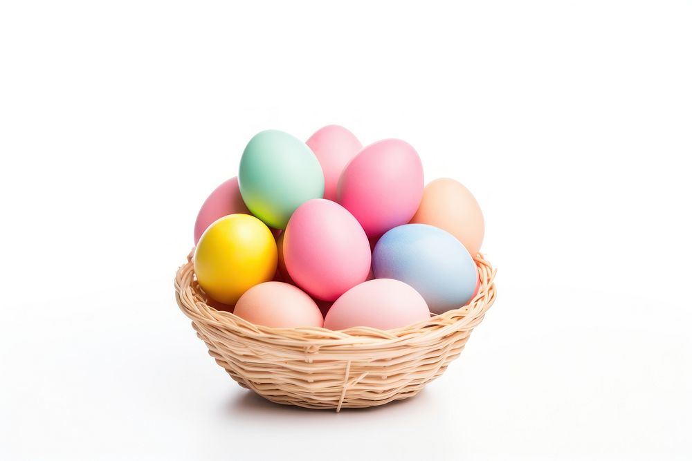 Egg basket easter white background. AI generated Image by rawpixel.