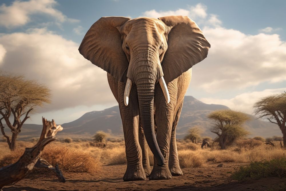 Elephant grassland wildlife outdoors. AI generated Image by rawpixel.