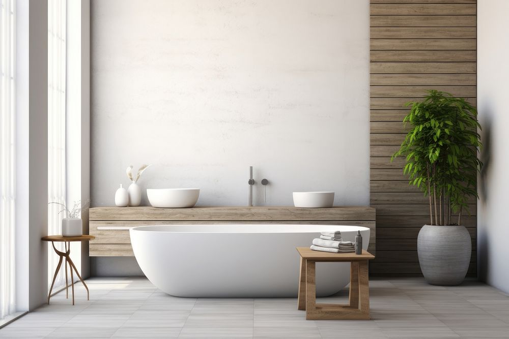 Bathroom bathtub floor architecture. AI | Premium Photo - rawpixel