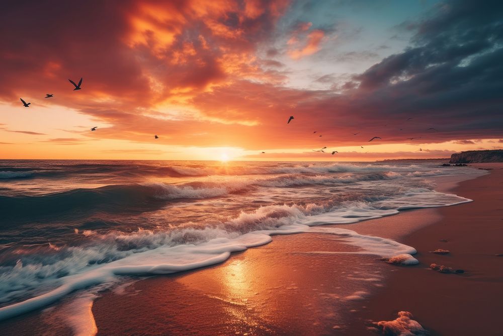 Beach outdoors horizon nature. 