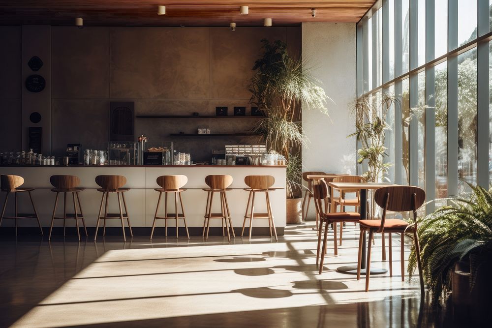 Cafe architecture furniture cafeteria. 