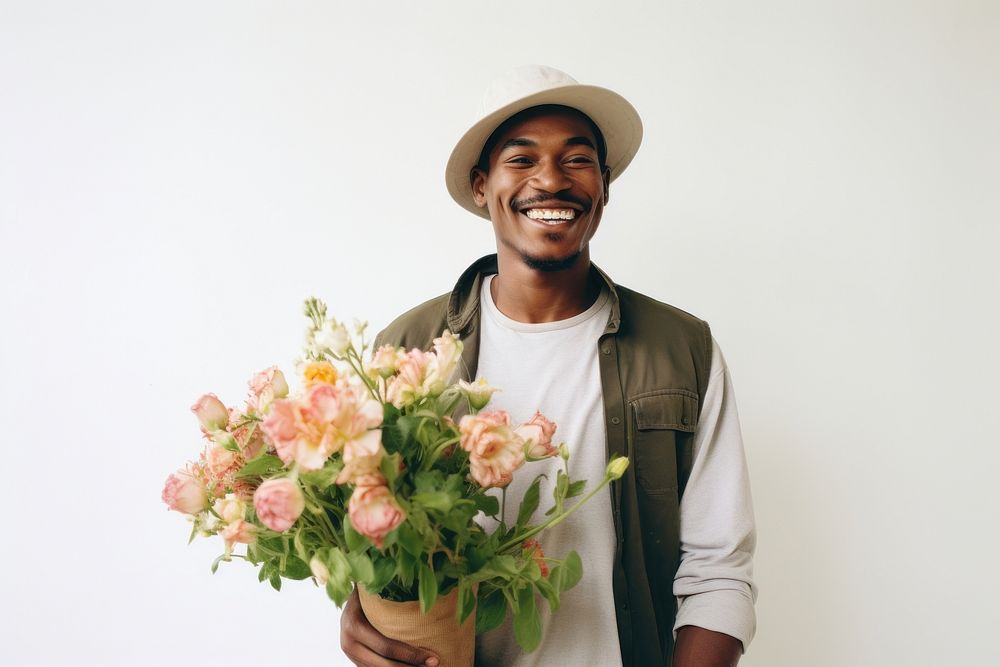 Portrait flower adult smile. 