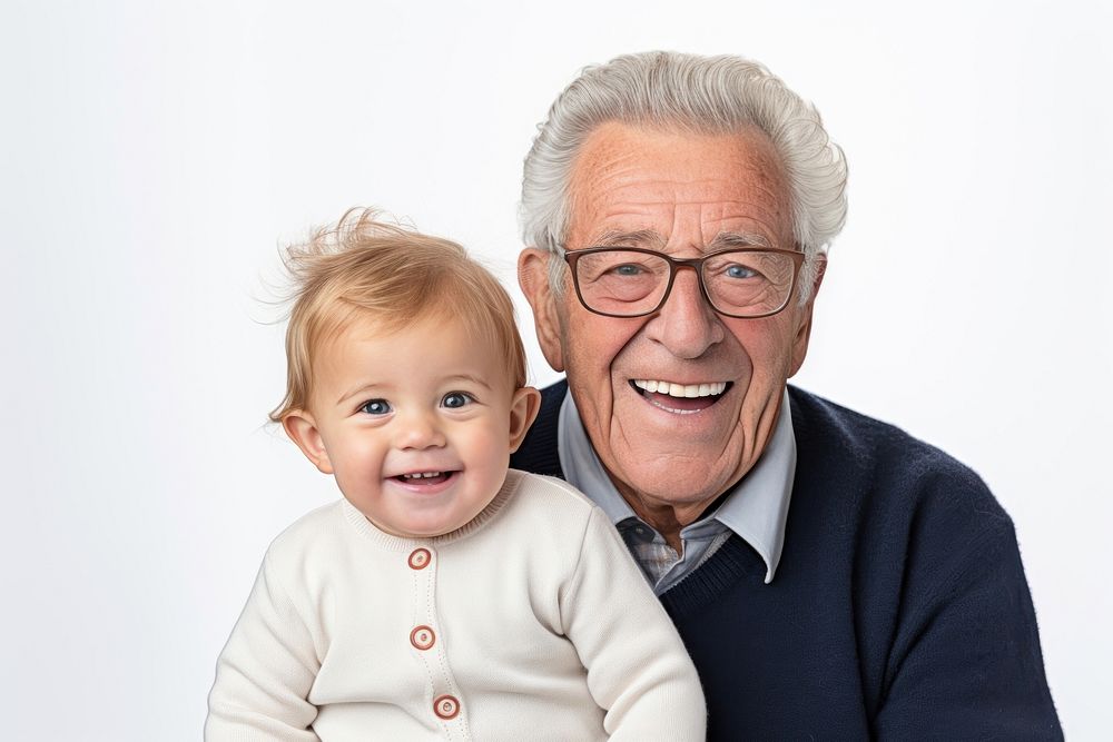 Grandchild laughing portrait glasses. AI generated Image by rawpixel.
