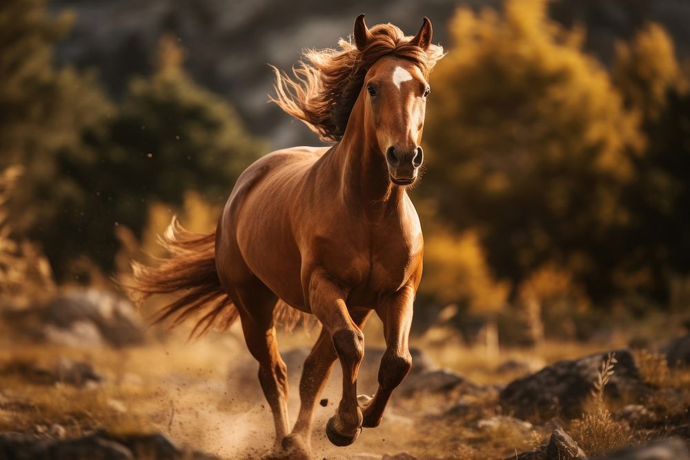 Horse stallion running mammal. AI generated Image by rawpixel.