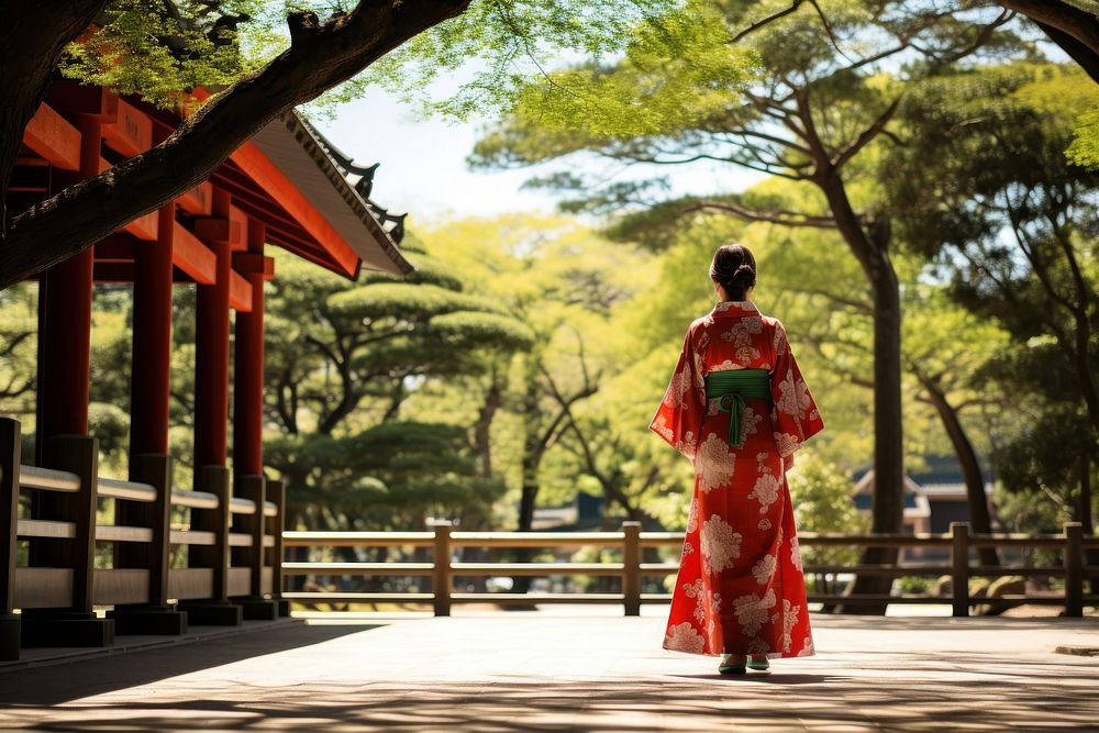 Kimono outdoors fashion walking. AI generated Image by rawpixel.
