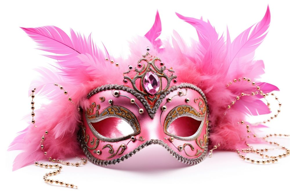 Carnival mask pink white background. AI generated Image by rawpixel.