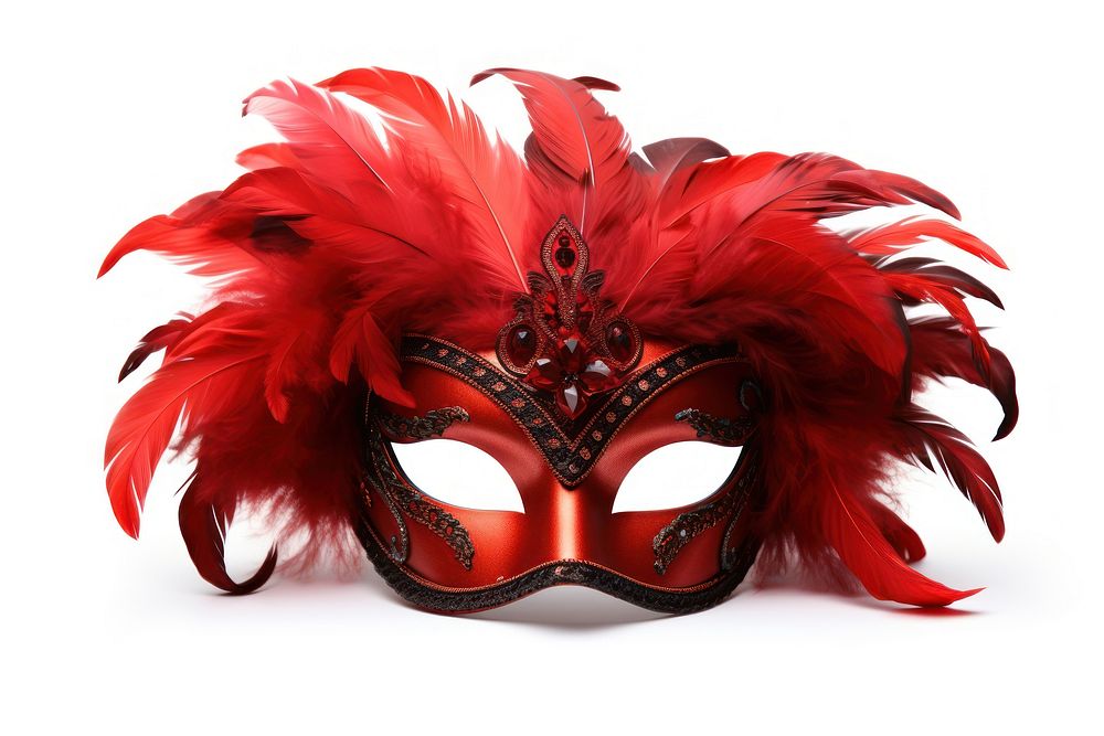 Carnival mask red white background. AI generated Image by rawpixel.