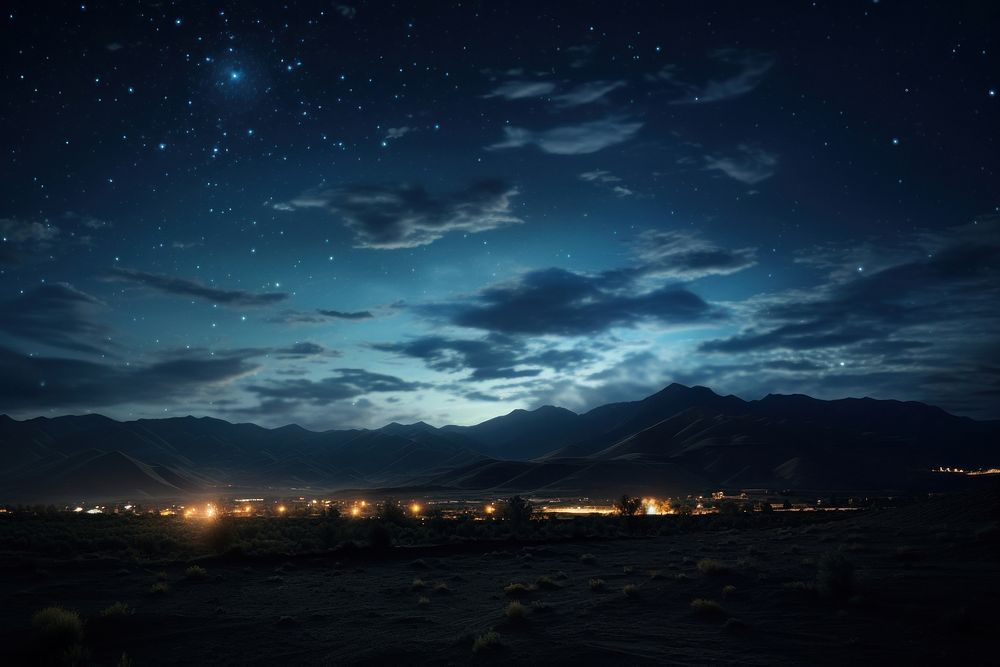 Night sky architecture landscape. AI generated Image by rawpixel.