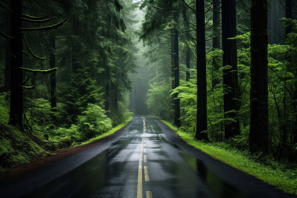 Forest road landscape outdoors. AI generated Image by rawpixel.