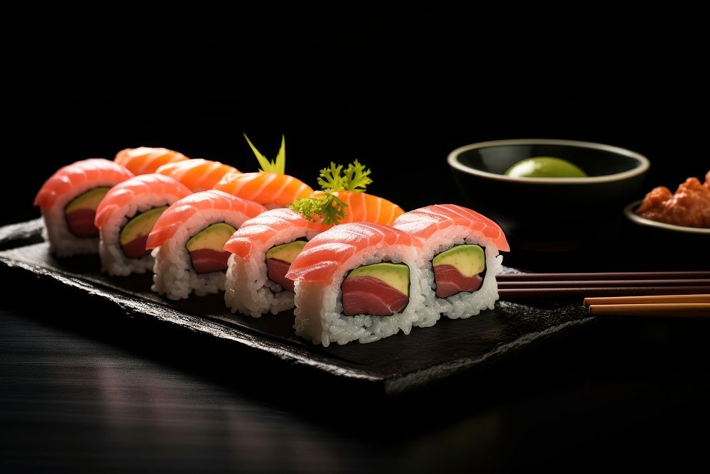 Sushi chopsticks plate food. AI generated Image by rawpixel.