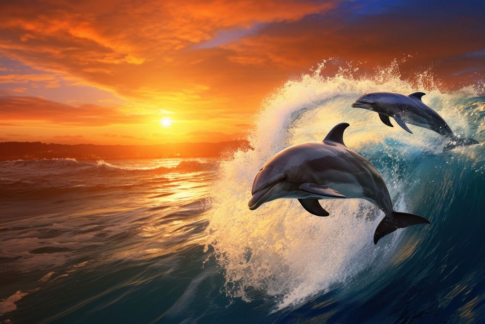 Dolphin animal ocean wildlife. AI generated Image by rawpixel.
