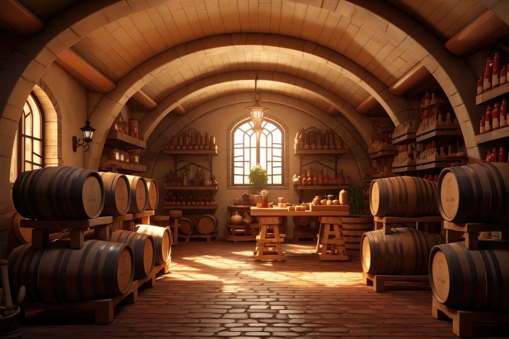 Wine cellar architecture spirituality. AI generated Image by rawpixel.