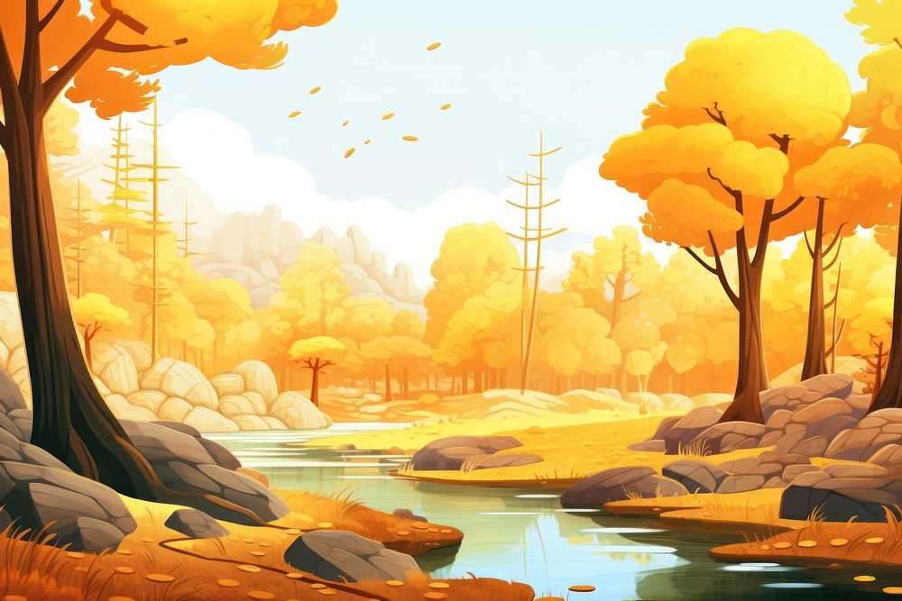 Outdoors cartoon autumn nature. AI generated Image by rawpixel.