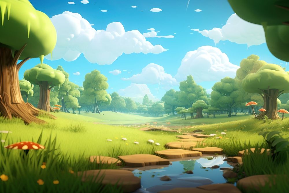 Landscape outdoors cartoon nature. AI generated Image by rawpixel.