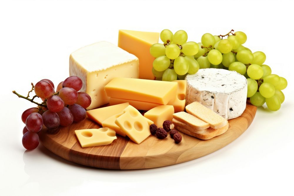 Cheese grape food wood. AI generated Image by rawpixel.