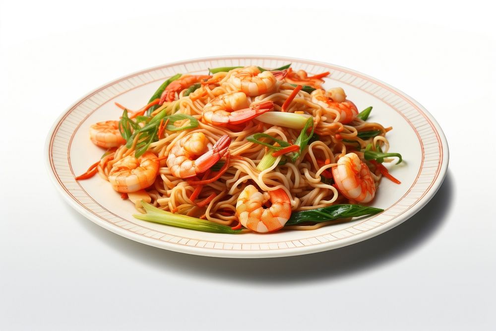 Plate spaghetti noodle shrimp. AI generated Image by rawpixel.