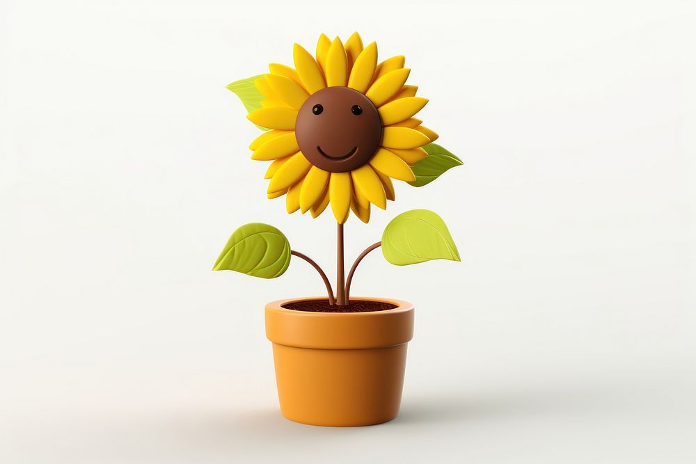 Sunflower cartoon plant leaf. AI generated Image by rawpixel.