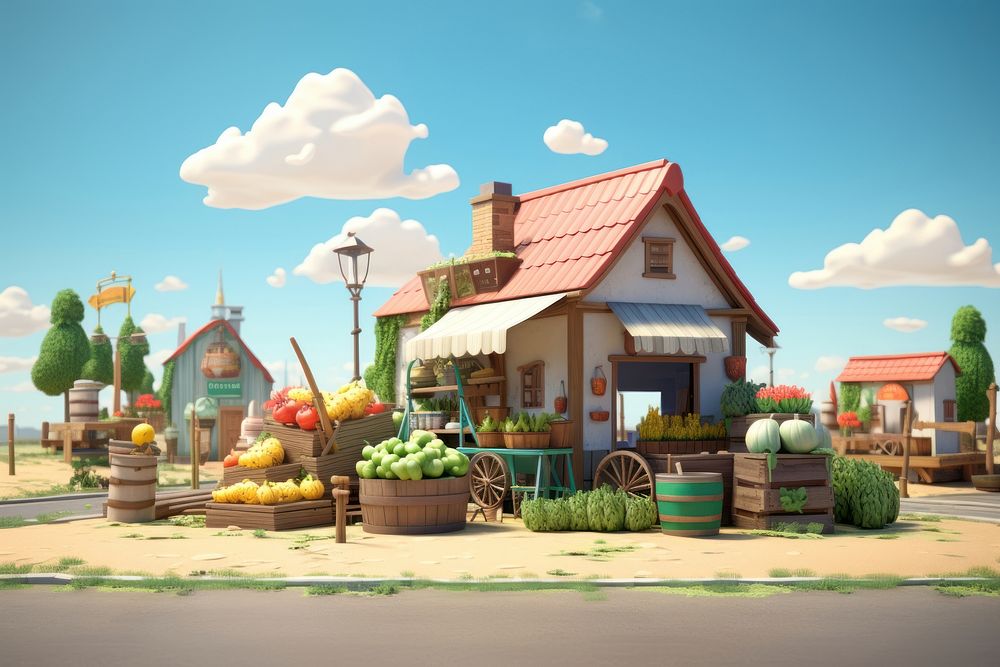 Outdoors cartoon plant farm. AI generated Image by rawpixel.