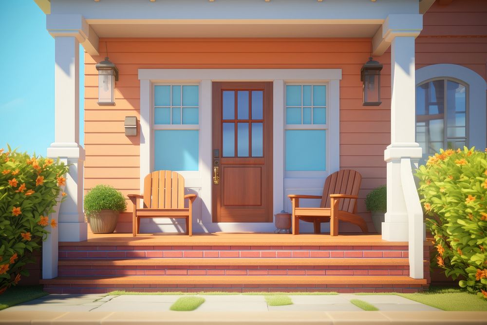 House porch architecture furniture. AI generated Image by rawpixel.