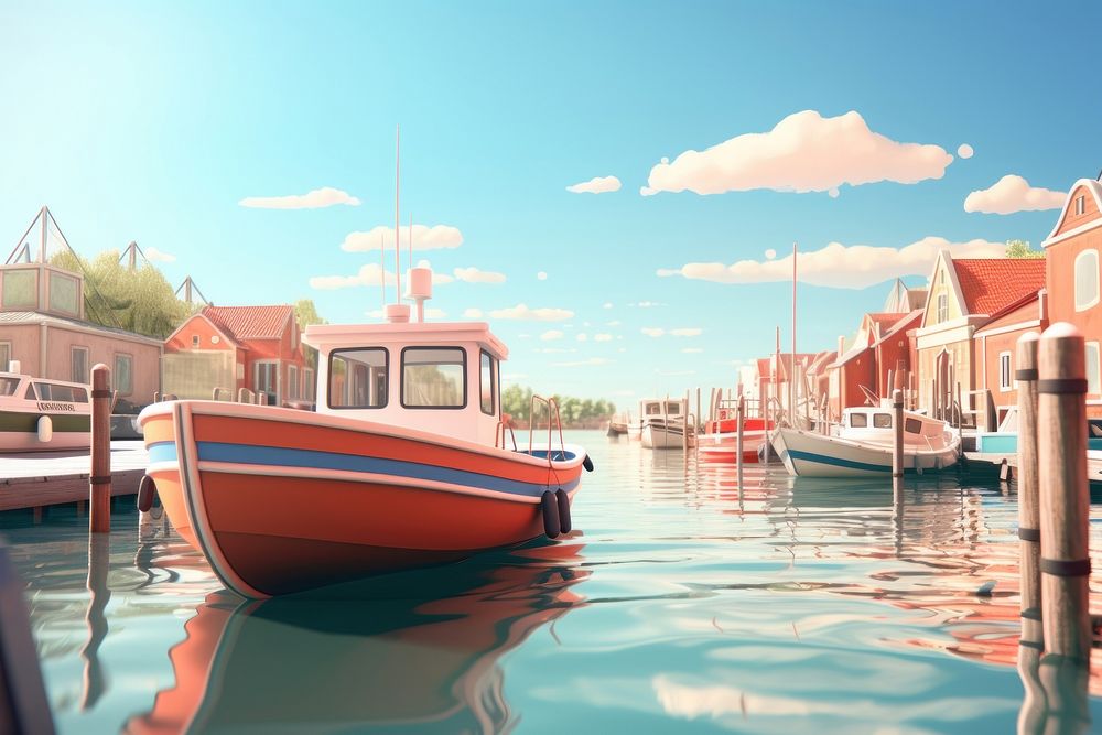 Harbor boat waterfront sailboat. AI generated Image by rawpixel.