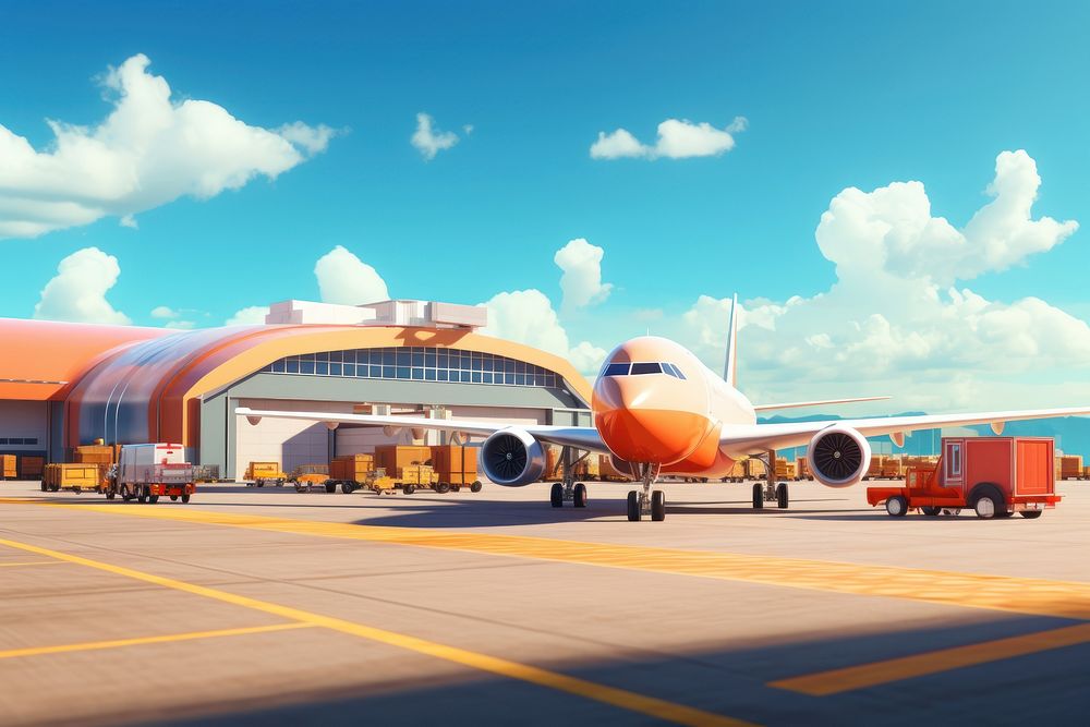 Airport aircraft airplane vehicle. AI generated Image by rawpixel.