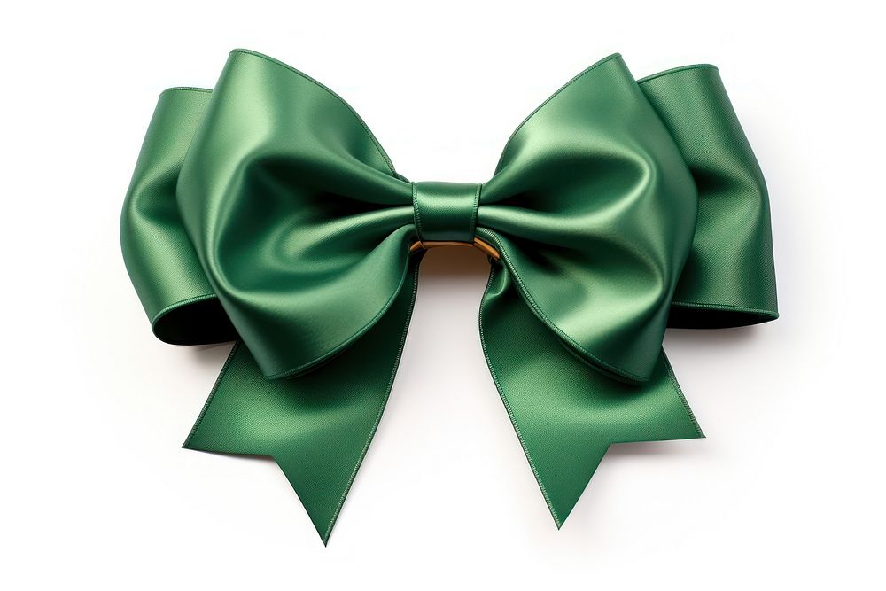 Green bow white background celebration. 