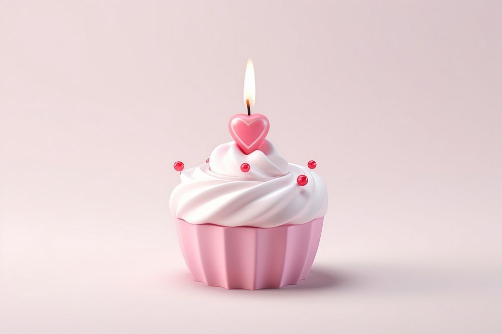 Candle cake cupcake dessert. AI generated Image by rawpixel.
