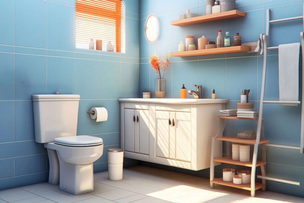 Bathroom toilet home architecture. AI generated Image by rawpixel.