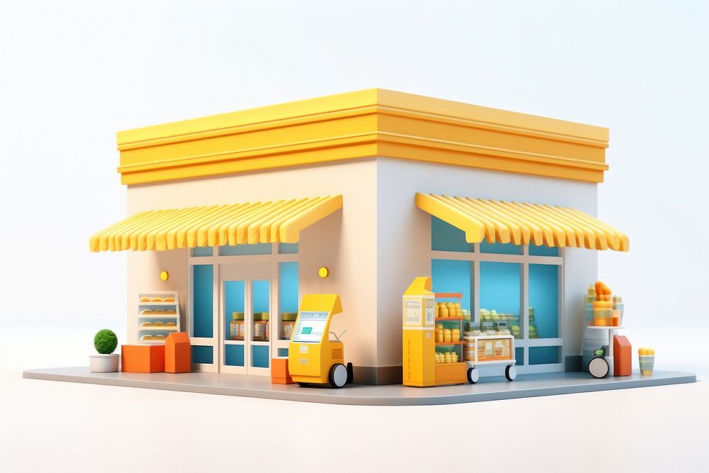 Kiosk architecture dollhouse petroleum. AI generated Image by rawpixel.