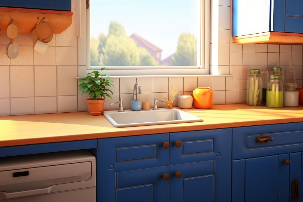 Kitchen sink window kitchen counter. AI generated Image by rawpixel.