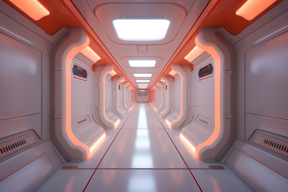Corridor architecture illuminated technology. AI generated Image by rawpixel.
