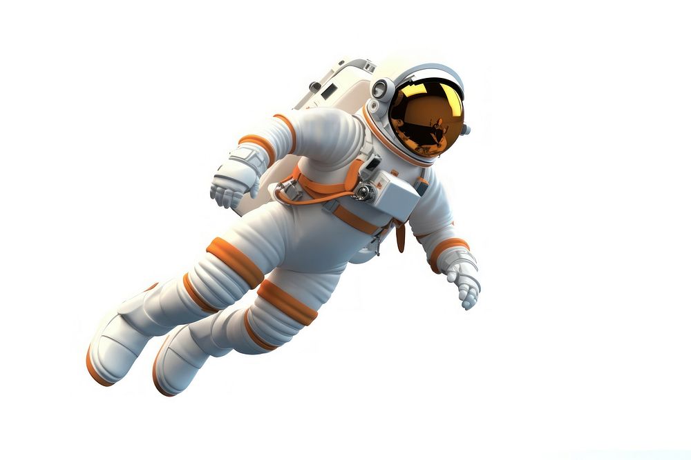 Astronaut cartoon space white background. AI generated Image by rawpixel.