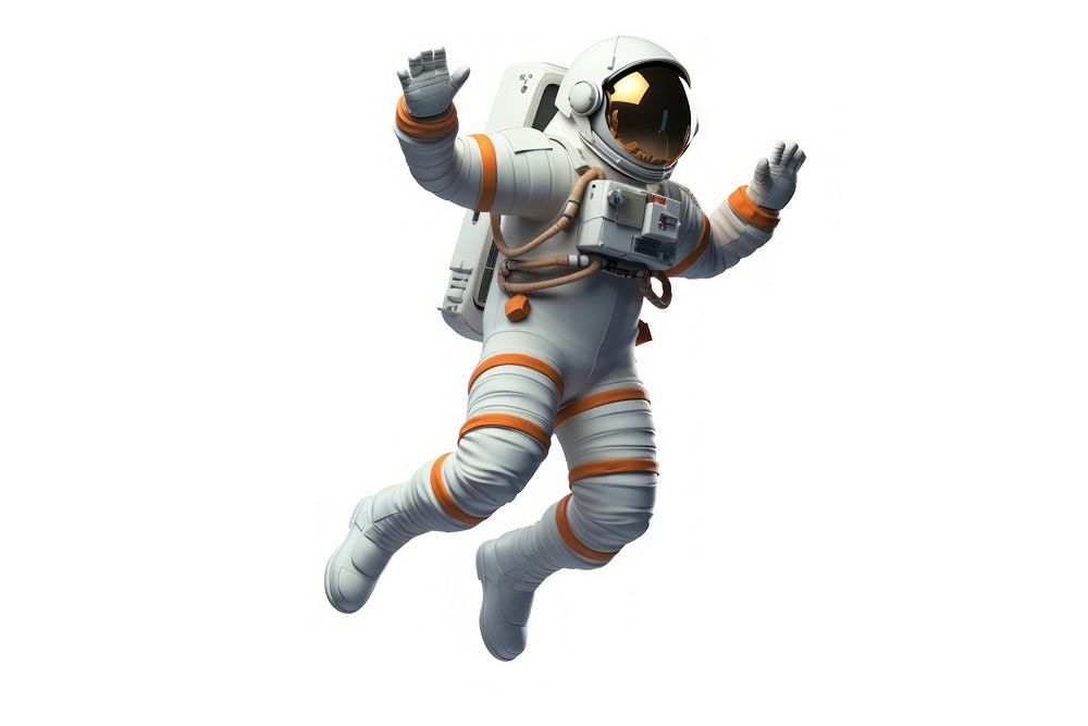 Astronaut cartoon white background parachuting. AI generated Image by rawpixel.