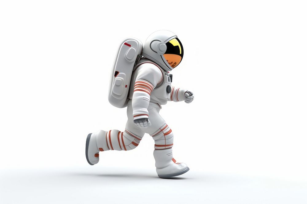 Astronaut cartoon white white background. AI generated Image by rawpixel.
