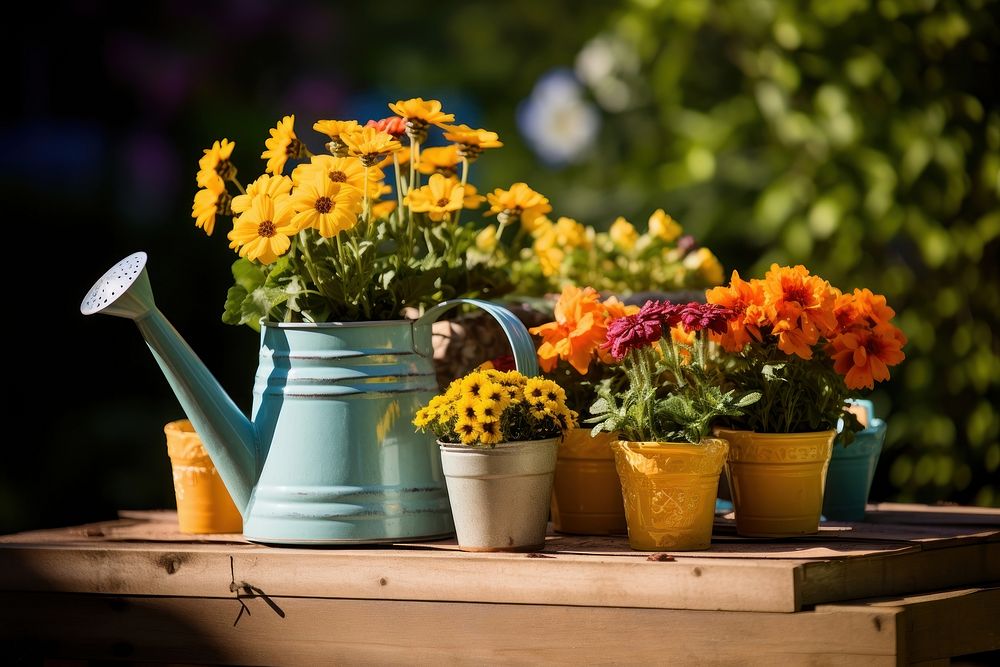 Flower garden sunlight outdoors. AI generated Image by rawpixel.