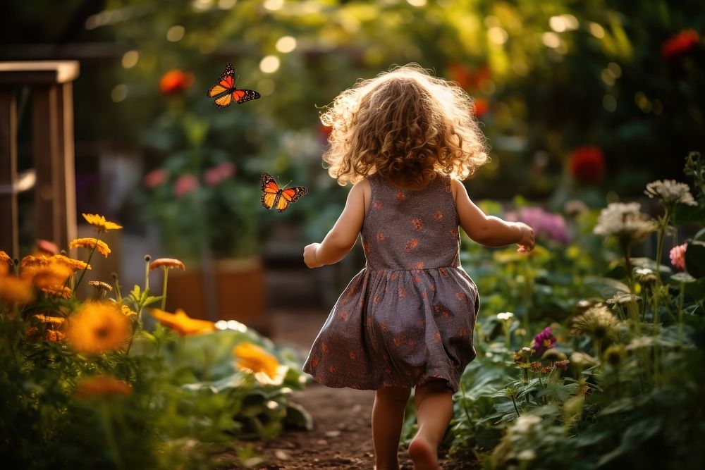 Nature insect garden child. AI generated Image by rawpixel.