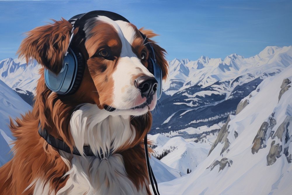 Mountain snow headphones portrait. AI generated Image by rawpixel.