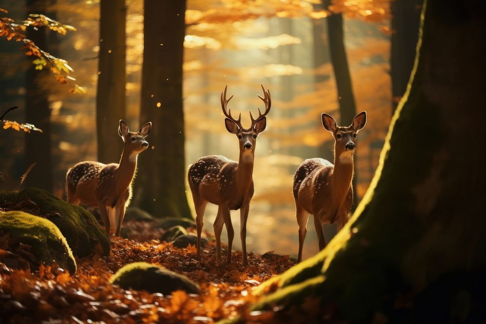 Autumn wildlife woodland nature. AI generated Image by rawpixel.