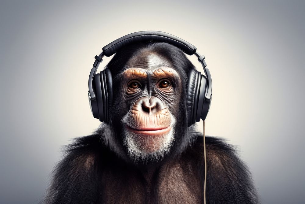 Headphones chimpanzee headset monkey. 