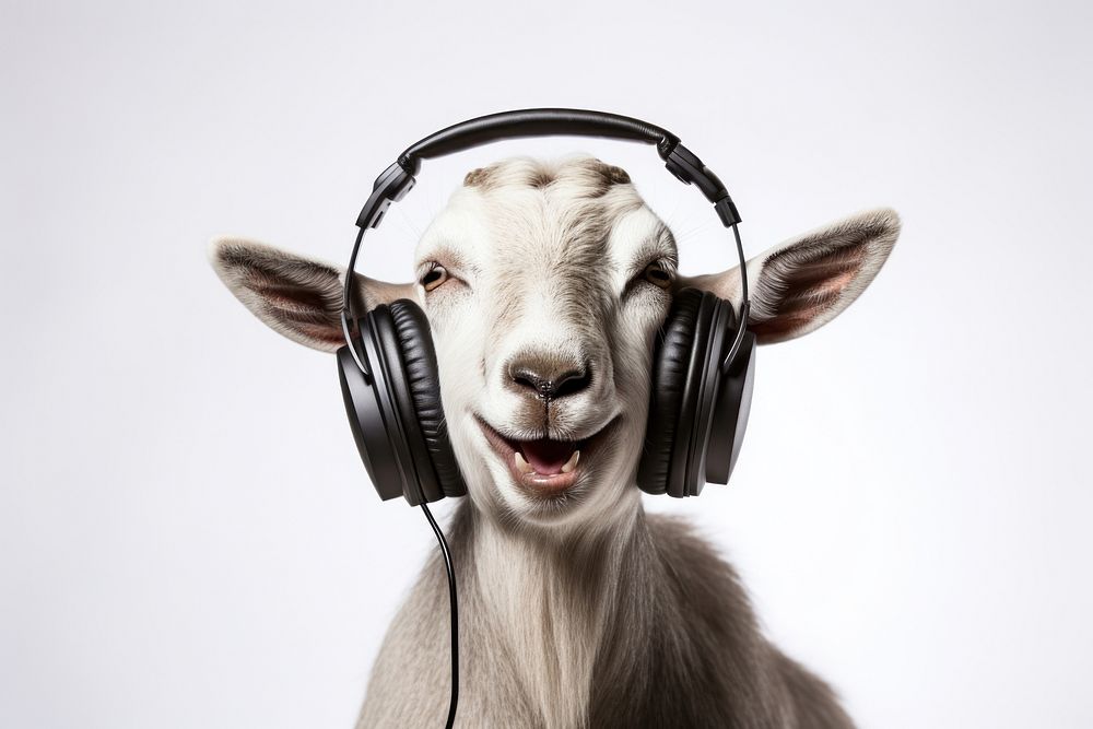 Headphones livestock listening portrait. AI generated Image by rawpixel.