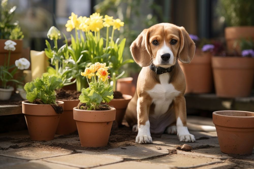 Animal flower plant dog. AI generated Image by rawpixel.