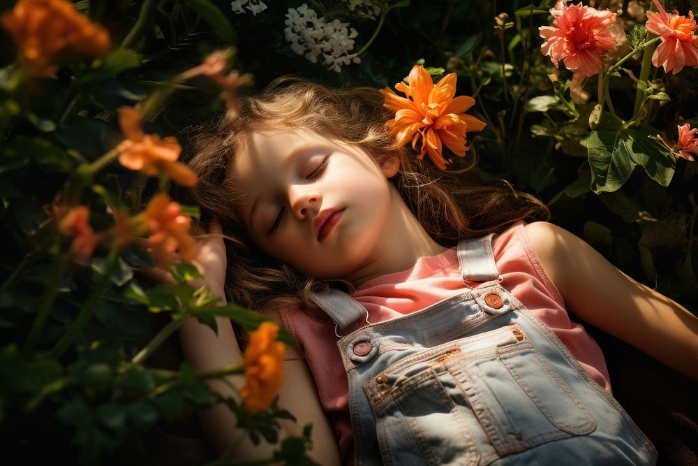 Child photography innocence sleeping. AI generated Image by rawpixel.